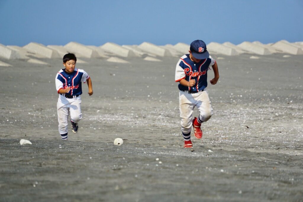 海でリレー⑦　千葉県市原市　少年野球チーム　三和クラブ活動記録