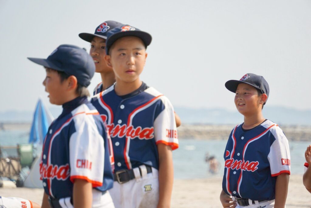 海でリレー①　千葉県市原市　少年野球チーム　三和クラブ活動記録