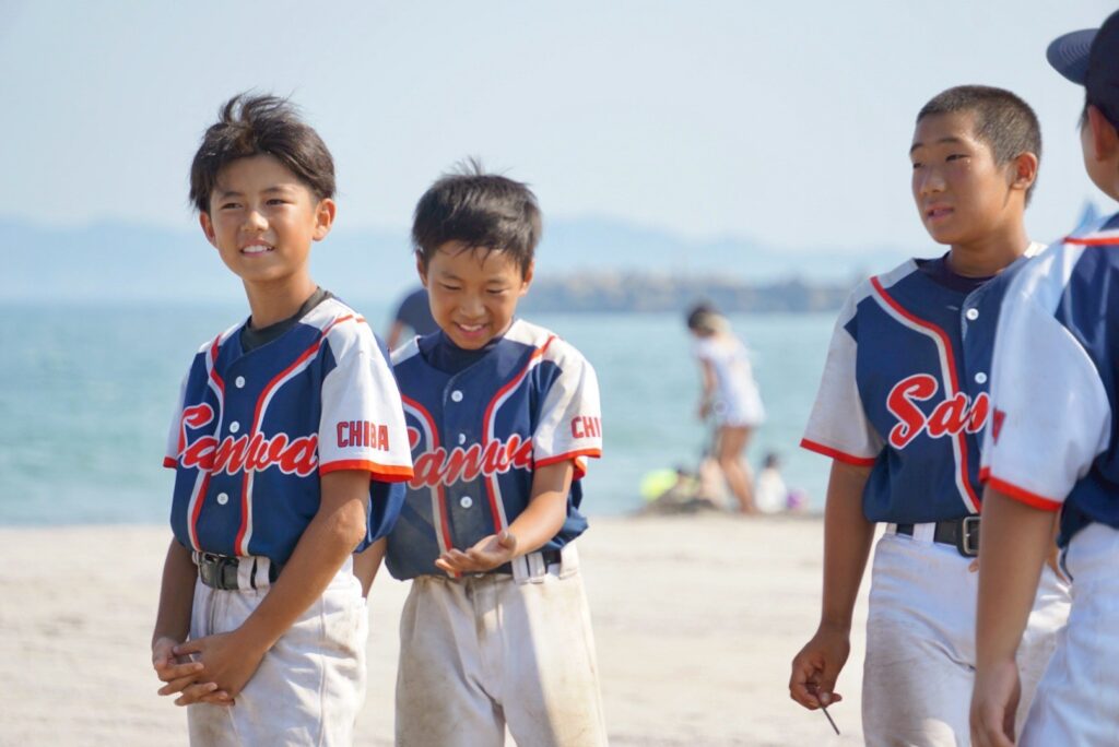 海でリレー③　千葉県市原市　少年野球チーム　三和クラブ活動記録