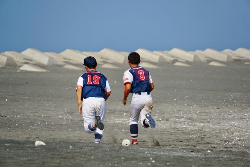 海でリレー⑥　千葉県市原市　少年野球チーム　三和クラブ活動記録
